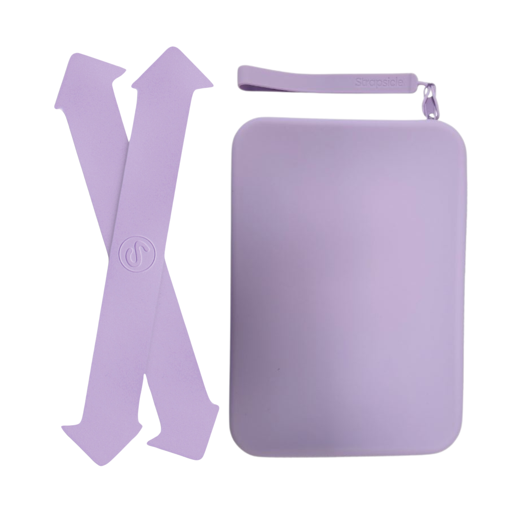 Lilac Clutch Bag with handle for handheld device and straps made with high grade, silky-soft silicone for holding your kindle or kobos without dropping them - Buy Kindle Accessories Direct