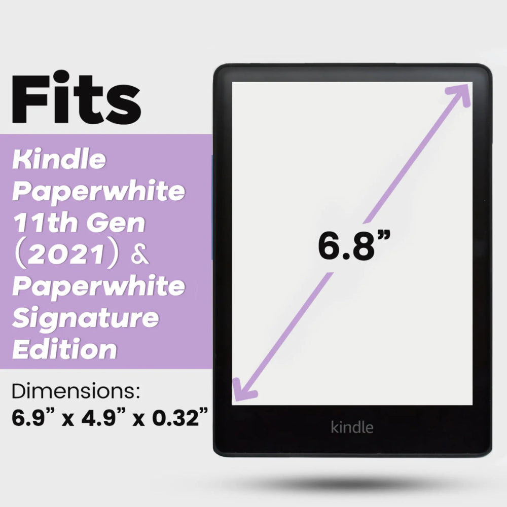 Clear Kindle Case fits perfectly over your Paperwhite 11th Gen 2021 Kindle & Paperwhite Sig Edition, Dimensions 6.9" x 4.9" x 0.32"- Buy Kindle Accessories Direct